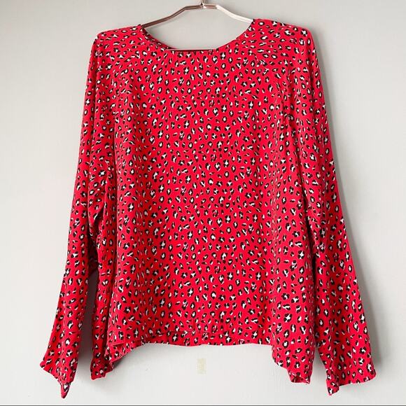 Levi’s Red Leopard Print Miranda Blouse Large - Picture 3 of 6